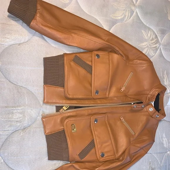 Jennifer Lopez Brown Leather Bomber Jacket