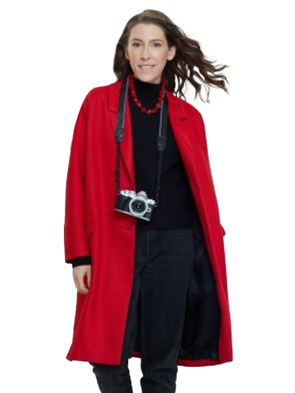 A Keller Christmas Vacation Eden Sher Red Wool Coat