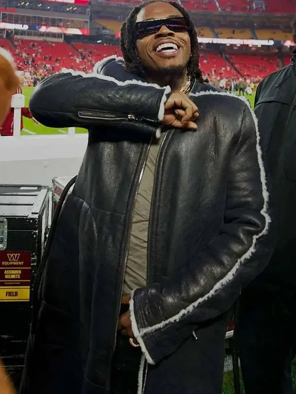 Gunna X Monday Night Football Shearling Leather Coat - Image 2
