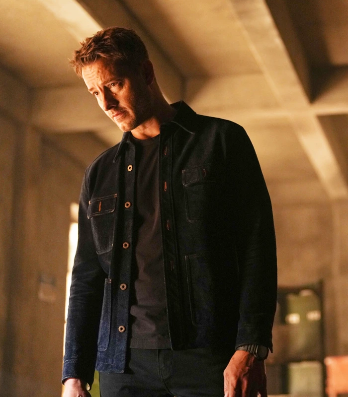 Justin Hartley Tracker S03 Blue Suede Leather Jacket