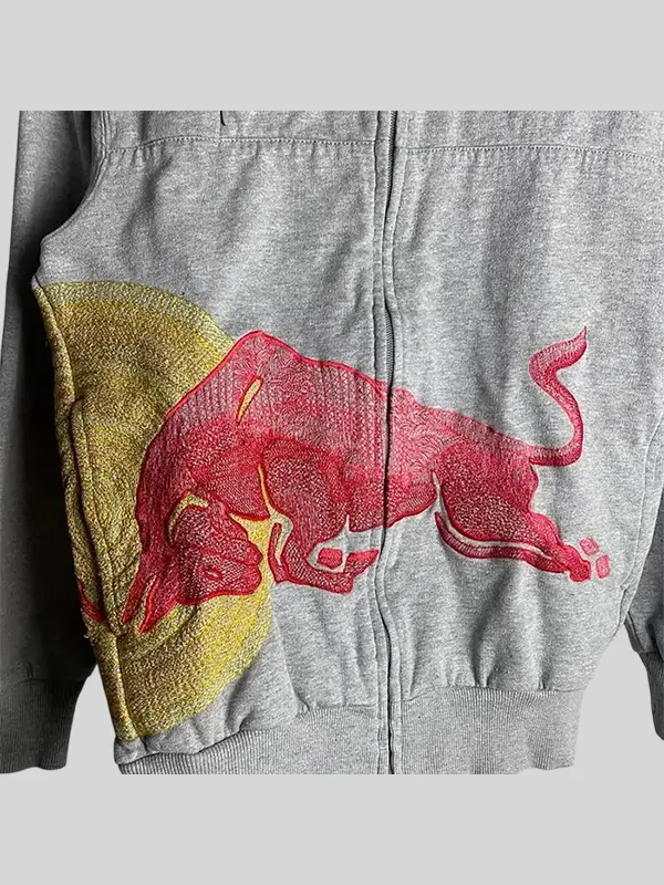 Red Bull Big Embroidered Logo Vintage Racing Hoodie - Image 2