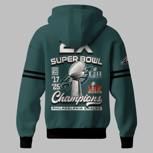 Philadelphia Eagles 2X Super Bowl Championship Hoodie - Image 3