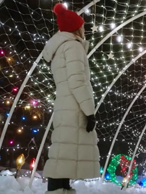 A Royal Montana Christmas Fiona Gubelmann White Puffer Coat