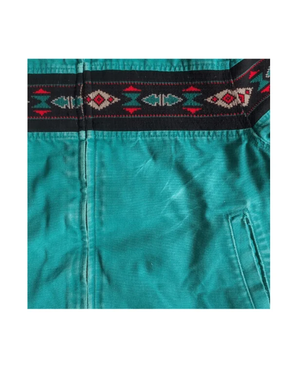 Vintage 90s Carhart Aztec Turquoise Blue Jacket