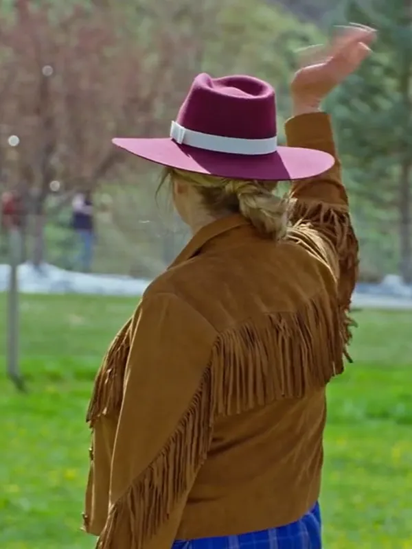Finding Mr. Christmas 2025 Melissa Peterman Fringe Suede Jacket