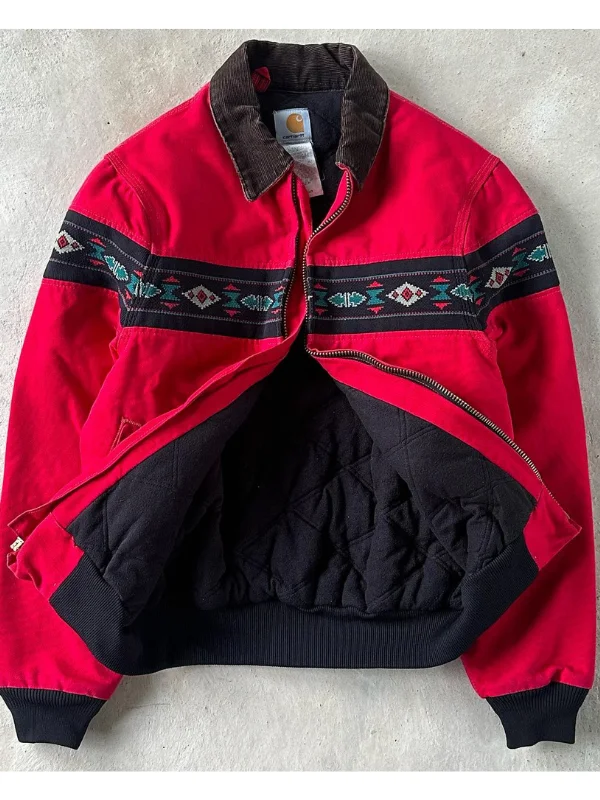 Vintage 90s Carhartt Santa Fe J77 RED Jacket - Image 4