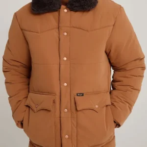 Stranger Things Jim Hopper Brown Sherpa Puffer Jacket