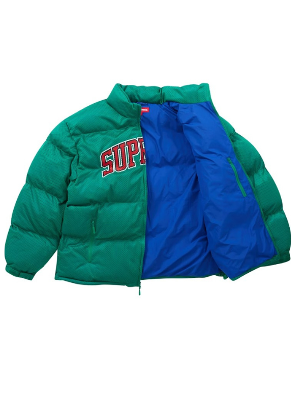 Supreme Mesh Jersey Green Puffer Jacket