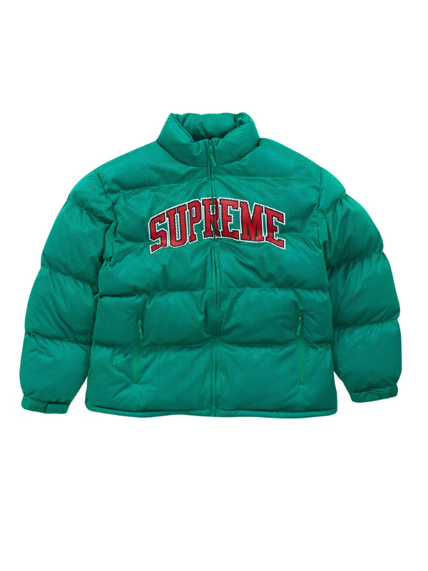 Supreme Mesh Jersey Green Puffer Jacket