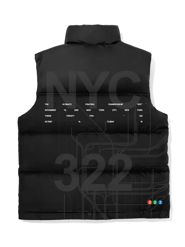 UFC 322 New York City Metro Black Puffer Vest