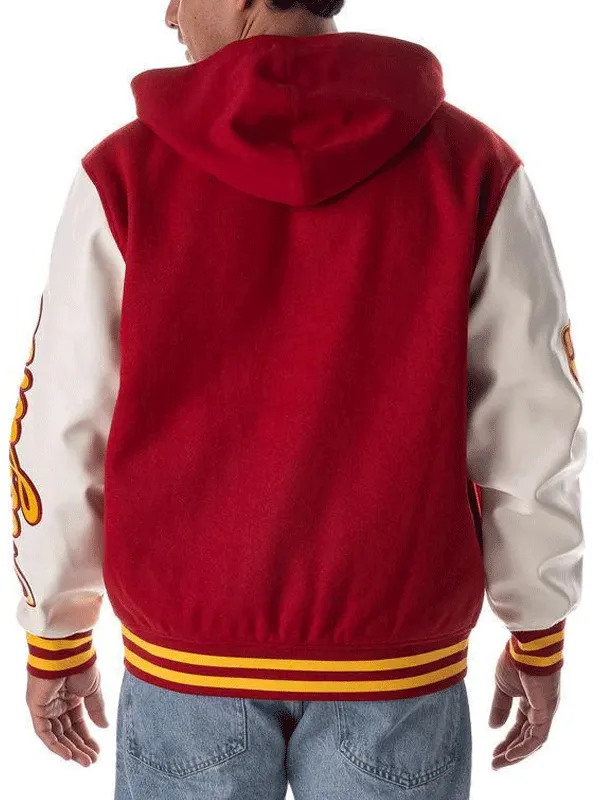 USC Red Wool Hooded Varsity Jacket