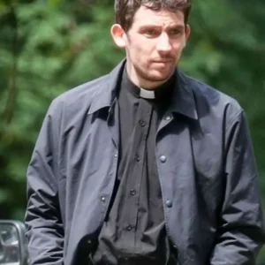 Josh O’Connor Wake Up Dead Man Black Jacket