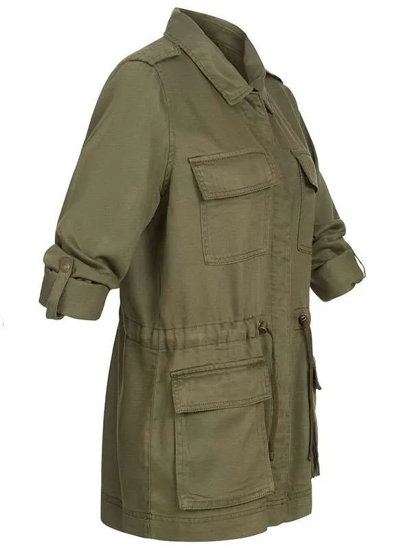 Women Green Military Field Jacket