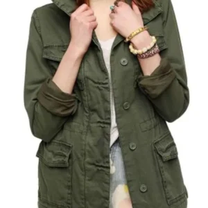 Women 4 Pocket Military Green Jacket