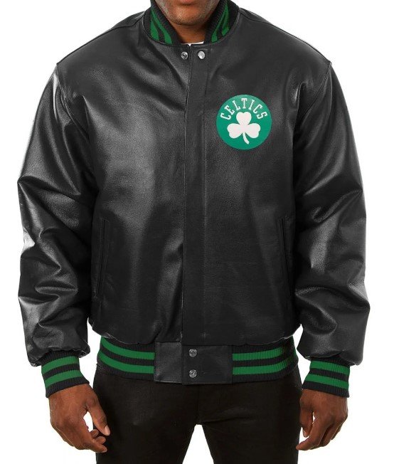 Boston Celtics Black Leather Jacket