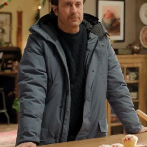 A Merry Little Ex-Mas 2025 Oliver Hudson Grey Hooded Jacket