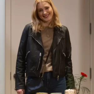 Alexandra Breckenridge My Secret Santa Black Leather Jacket