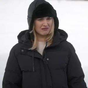 Alexandra Breckenridge My Secret Santa Black Puffer Coat