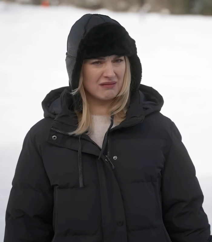 Alexandra Breckenridge My Secret Santa Black Puffer Coat