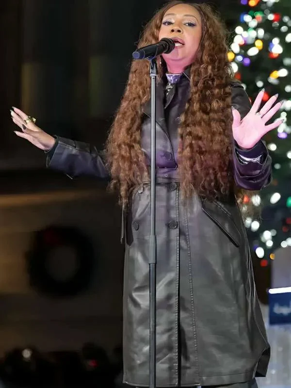 Lalah Hathaway Tree Lighting Celebration Leather Coat