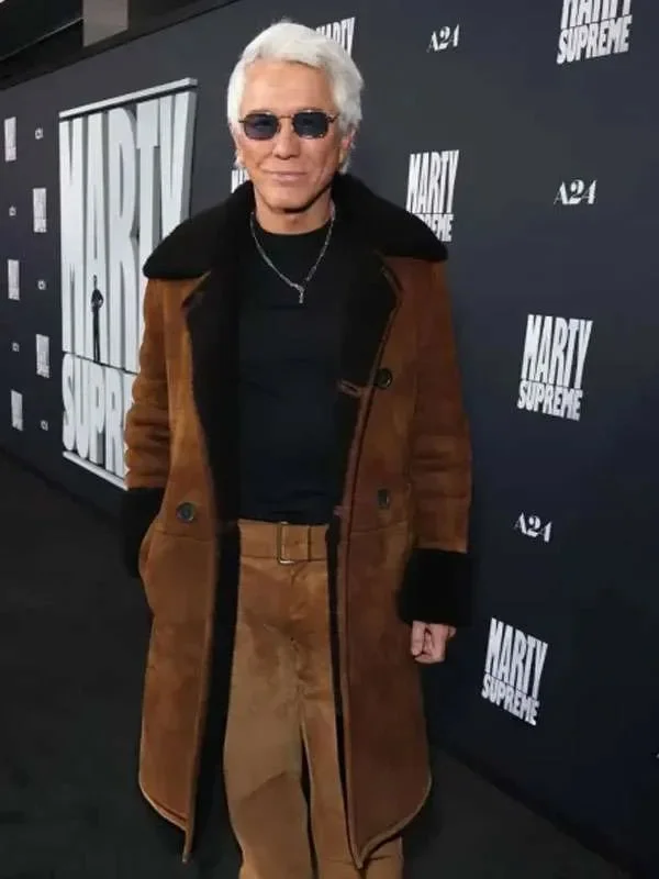 Baz Luhrmann Marty Supreme Movie Premiere Suede Coat