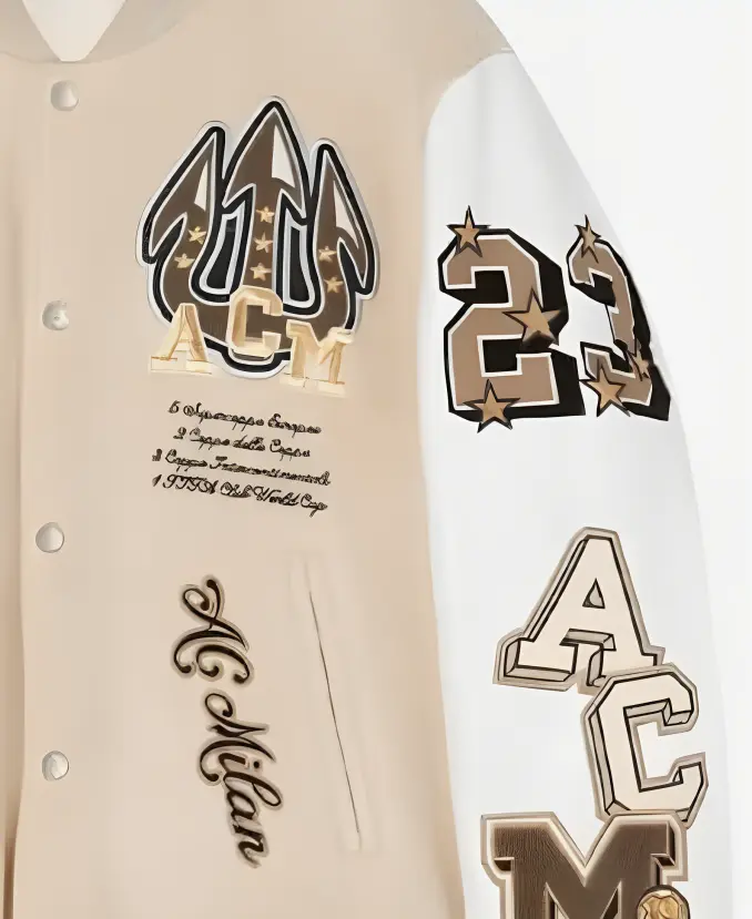 AC Milan Football Off White Varsity Jacket