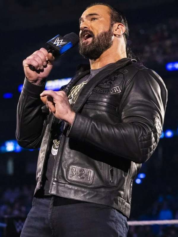 Drew McIntyre WWE RAW Black Leather Jacket - Image 3