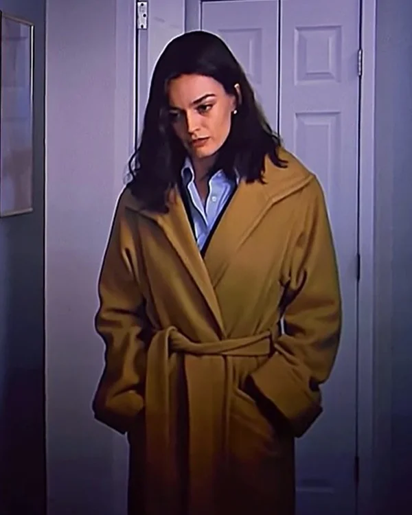 Ella McCay 2025 Emma Mackey Brown Coat - Image 3