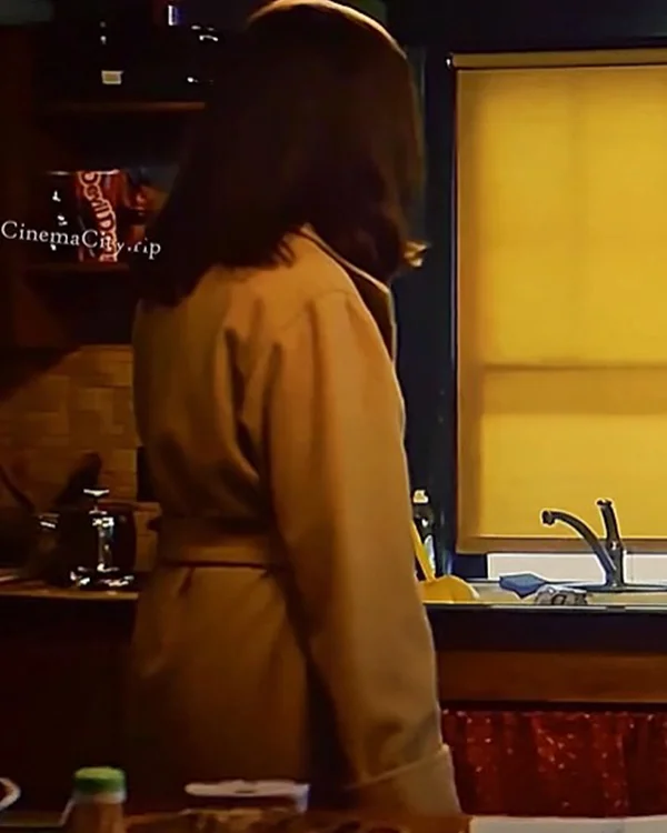 Ella McCay 2025 Emma Mackey Brown Coat - Image 2