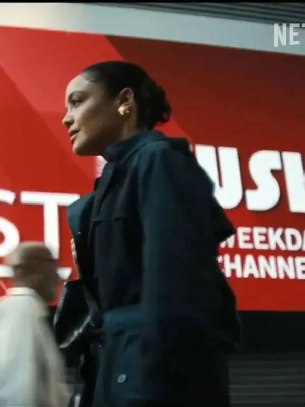 His and Hers Tessa Thompson Black Trench Coat