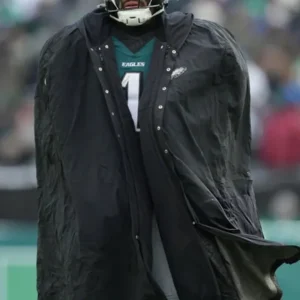 Jalen Hurts Eagles Sideline Black Cape Coat