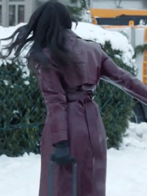 A Merry Little Ex-Mas 2025 Jameela Jamil Leather Coat