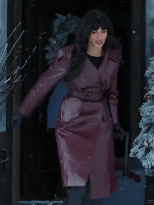 A Merry Little Ex-Mas 2025 Jameela Jamil Leather Coat