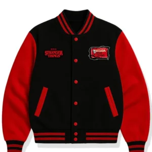 KFC X Stranger Things S05 Black Wool Varsity Jacket