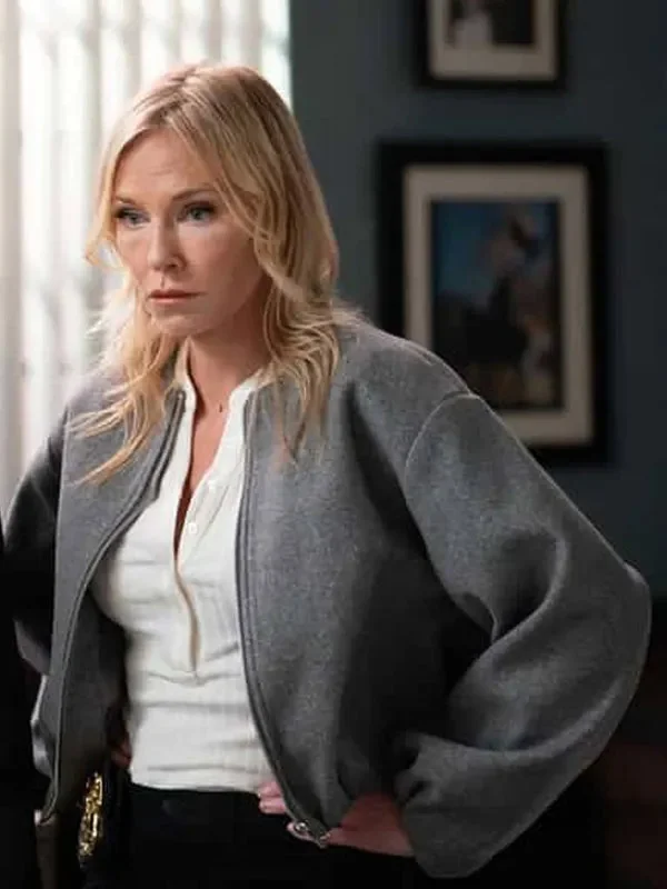 Kelli Giddish Law and Order SVU S27 Grey Bomber Jacket - Image 2