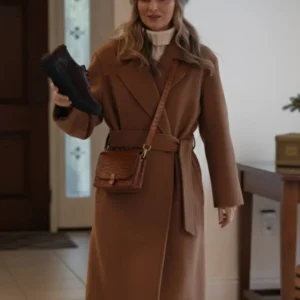 Kelly Hampson Man Vs Baby 2025 Brown Wrap Coat