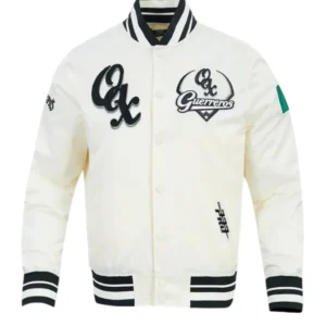 LMB Oaxaca Warriors Cream Satin Varsity Jacket