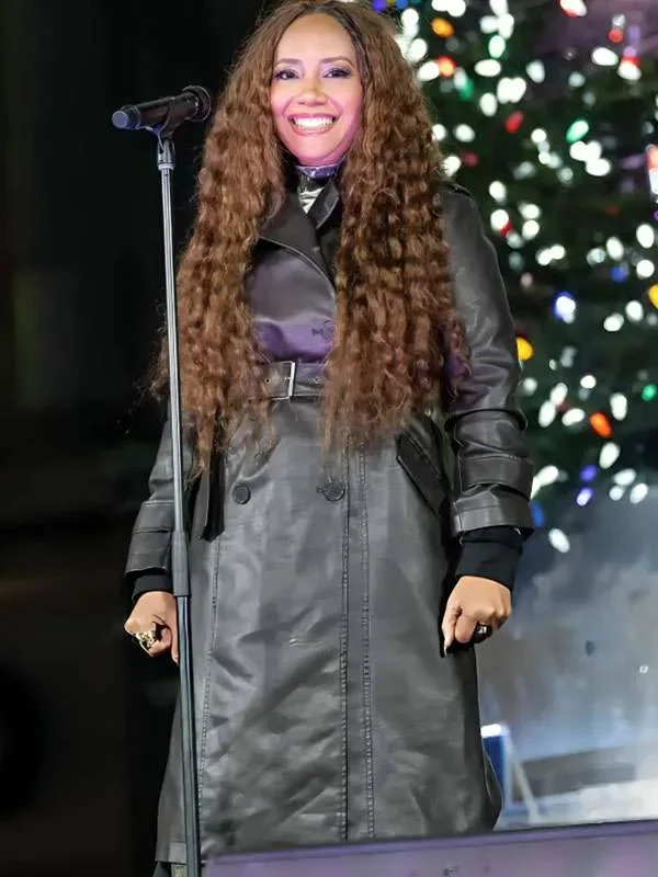 Lalah Hathaway Tree Lighting Celebration Leather Coat