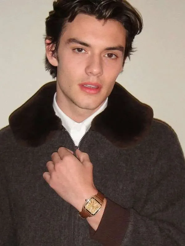 Jay Kelly Louis Partridge Brown Fur Jacket