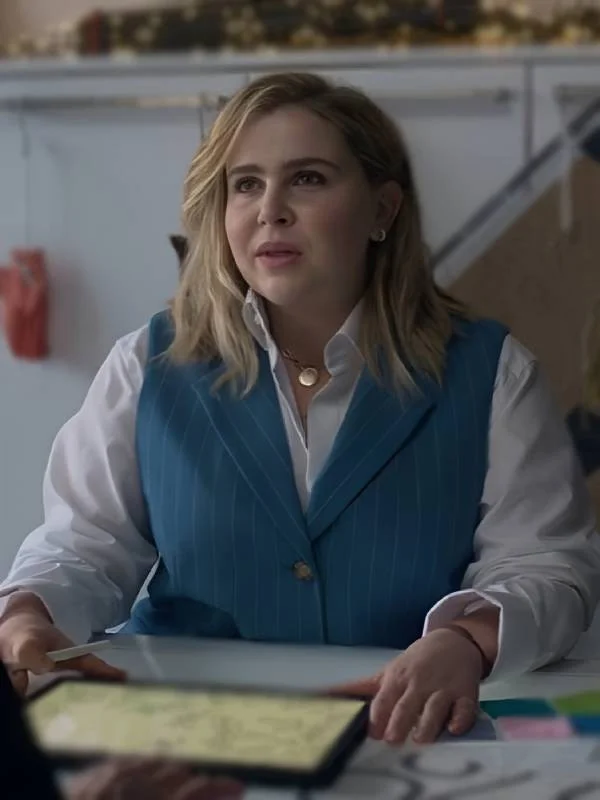 Mae Whitman Twelve Dates Til Christmas Blue Vest