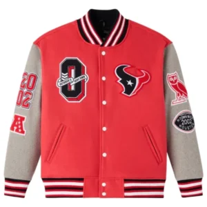 NFL Houston Texans Red Letterman Varsity Jacket