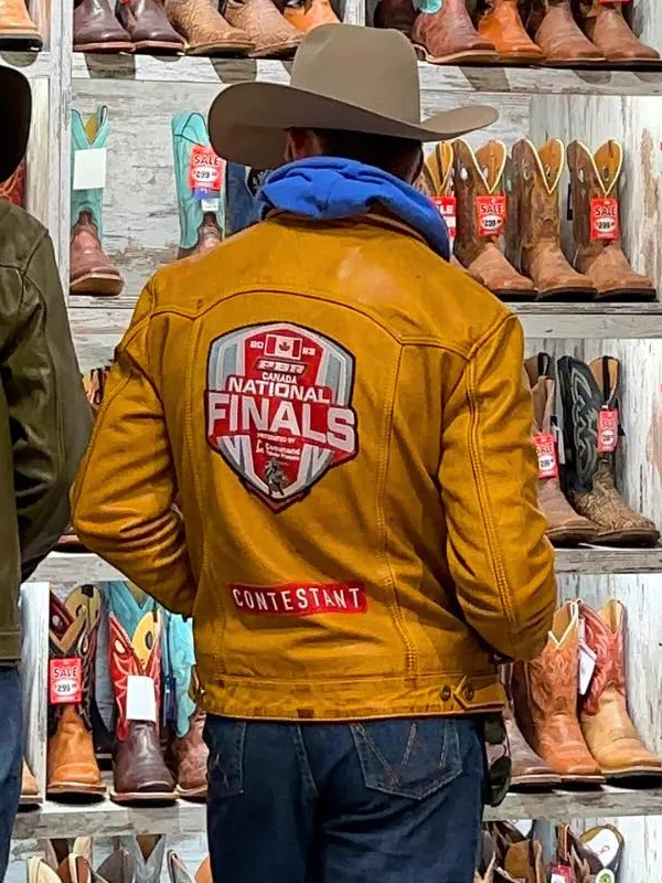 PBR Canada National Finals Contestant Brown Leather Jacket - Image 4