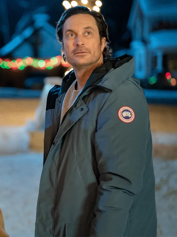 A Merry Little Ex-Mas 2025 Oliver Hudson Grey Hooded Jacket