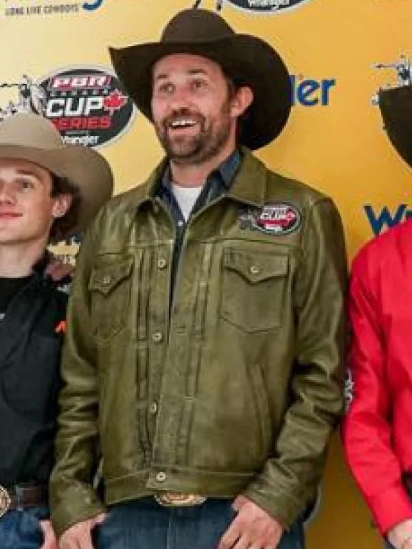 PBR Canada National Finals Bull Fighter Green Leather Jacket - Image 2
