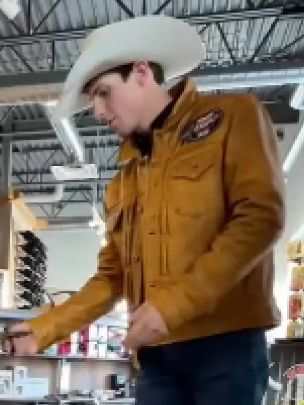 PBR Canada National Finals Contestant Brown Leather Jacket - Image 2