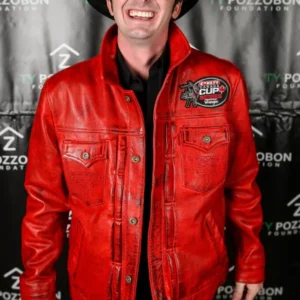 PBR Canada National Finals 2023 Entertainer Red Leather Jacket