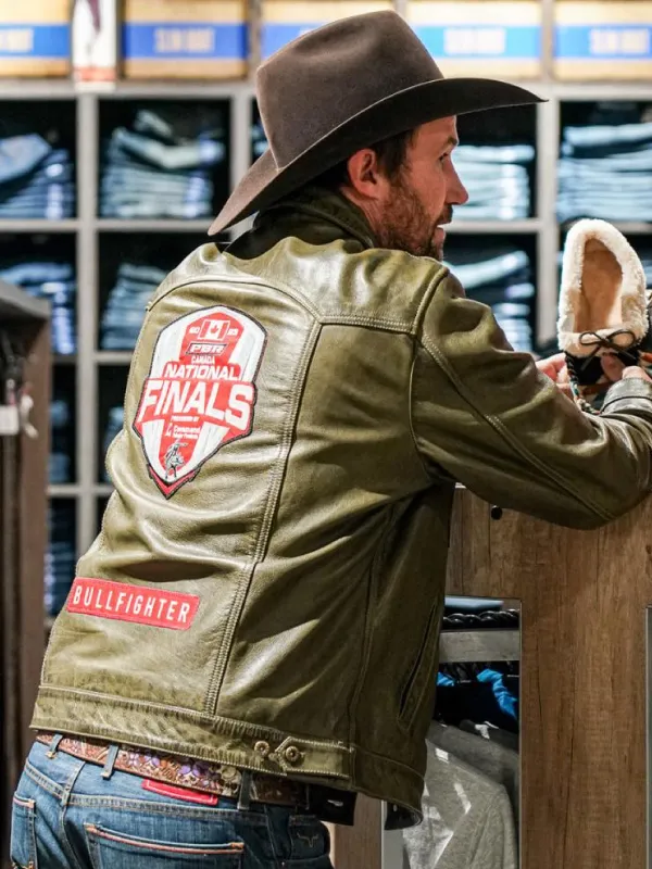 PBR Canada National Finals Bull Fighter Green Leather Jacket