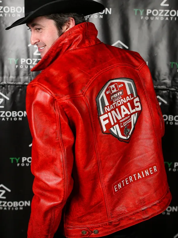 PBR Canada National Finals 2023 Entertainer Red Leather Jacket - Image 2