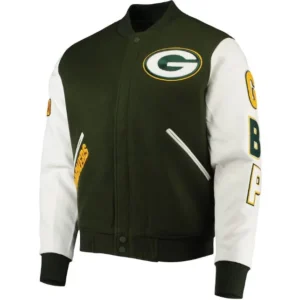 Green Bay Packers Black and White Varsity Jacket
