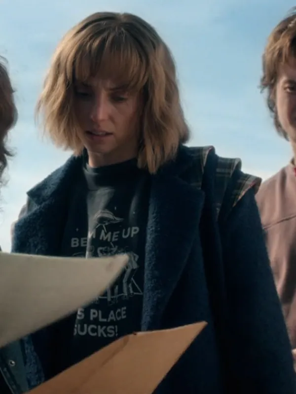 Stranger Things S05 Robin Buckley Blue Wool Coat